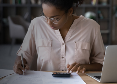 Woman calculating price